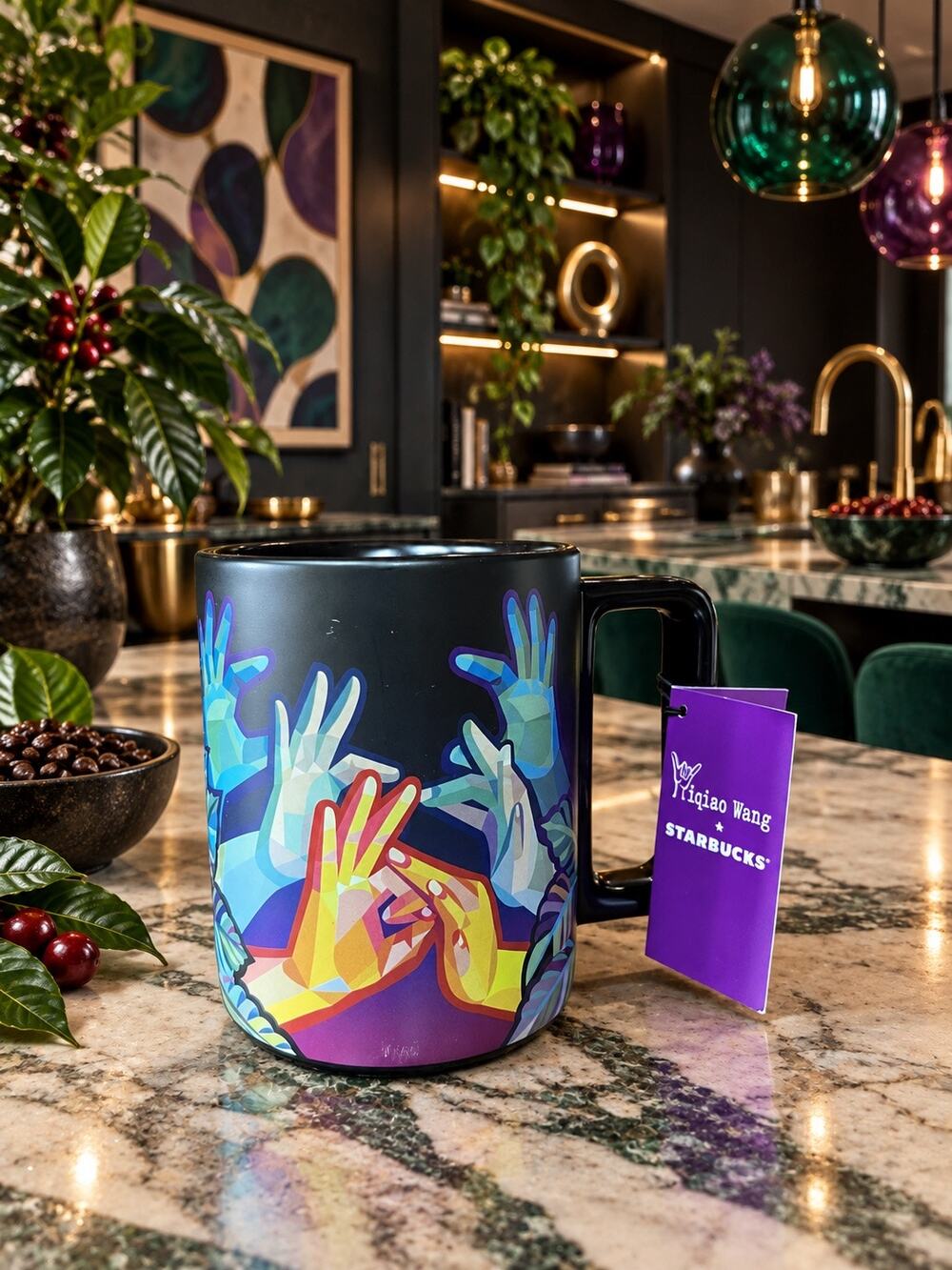 Starbucks Yiqiao Wang ASL Connect Artist Ceramic Mug 12 Oz With Tags